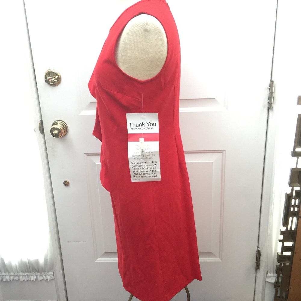 Nine West Bright Red Frilled Dress Size 6 NWT - Picture 4 of 6